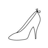 femmes chaussure avec arc. vecteur griffonnage contour illustration isolé sur blanc