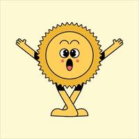Soleil mascotte logo personnage dessin animé illustration vecteur