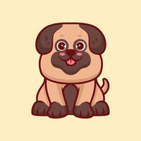 mignonne bouledogue mascotte personnage animal dessin animé illustration vecteur