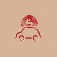 voiture porcin banque demi-teinte style icône avec grunge Contexte vecteur illustration