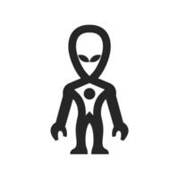 extraterrestre icône dans épais contour style. noir et blanc monochrome vecteur illustration.