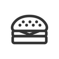 Burger icône dans épais contour style. noir et blanc monochrome vecteur illustration.