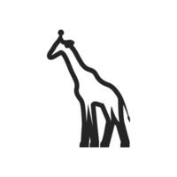 girafe icône dans épais contour style. noir et blanc monochrome vecteur illustration.