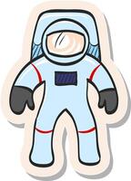 main tiré astronaute icône dans autocollant style vecteur illustration