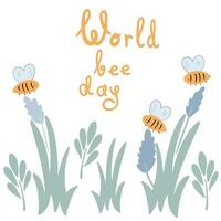 monde abeille journée 20 mai plat conception bess et fleurs affiche sur blanc Contexte vecteur