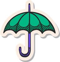 main tiré autocollant style icône parapluie vecteur