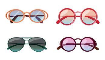 dessin animé été des lunettes de soleil mode conceptions. moderne coloré lunettes pour protection de ensoleillé temps vecteur
