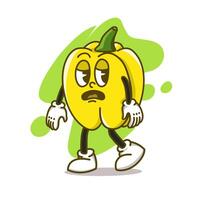 illustration de mignonne fruit et légume dessin animé personnage avec œil et main vecteur