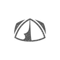camping tente icône dans grunge texture vecteur illustration