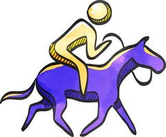 cheval équitation icône dans Couleur dessin. sport championnat course formation loisir animal balade vecteur