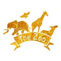 main tiré zoo porte icône dans or déjouer texture vecteur illustration