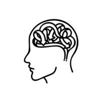 mental santé Humain cerveau icône. main tiré vecteur illustration. modifiable ligne accident vasculaire cérébral.