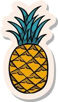 main tiré autocollant style ananas vecteur illustration