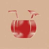 noix de coco boisson demi-teinte style icône avec grunge Contexte vecteur illustration