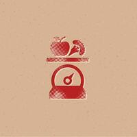 nourriture échelle demi-teinte style icône avec grunge Contexte vecteur illustration