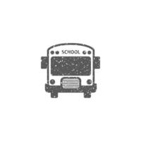 école autobus icône dans grunge texture vecteur illustration