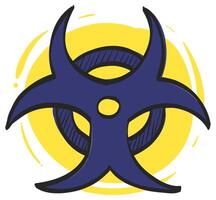 Danger biologique symbole icône dans main tiré Couleur vecteur illustration