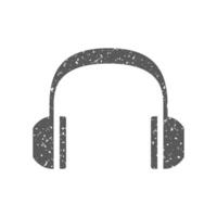 casque l'audio icône dans grunge texture vecteur illustration