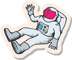 main tiré astronaute esquisser dans autocollant style vecteur illustration