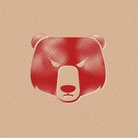 ours demi-teinte style icône avec grunge Contexte vecteur illustration