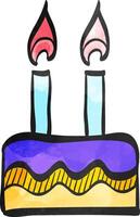 anniversaire gâteau icône dans Couleur dessin. nourriture sucré anniversaire fête vecteur