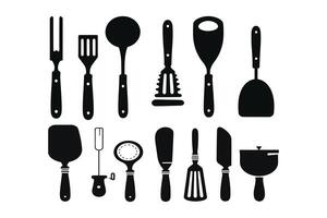 silhouette de cuisine outils vecteur noir éléments, nouveau, créatif, restaurant outils silhouette, vecteur accessoire Hôtel