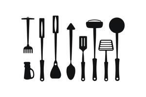 silhouette de cuisine outils vecteur noir éléments, nouveau, créatif, restaurant outils silhouette, vecteur accessoire Hôtel