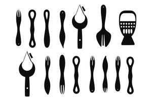 silhouette de cuisine outils vecteur noir éléments, nouveau, créatif, restaurant outils silhouette, vecteur accessoire Hôtel