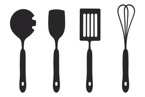 silhouette de cuisine outils vecteur noir éléments, nouveau, créatif, restaurant outils silhouette, vecteur accessoire Hôtel