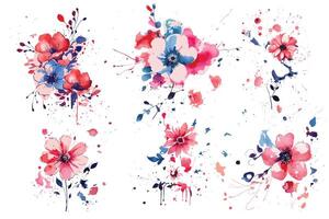 Nouveau aquarelle floral vecteur empaqueter, Créatif fleurs