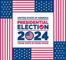 présidentiel élection 2024 Contexte conception modèle avec Etats-Unis drapeau. voter dans Etats-Unis drapeau bannière conception. élection vote affiche. Président vote 2024. politique élection 2024 campagne Contexte. vecteur