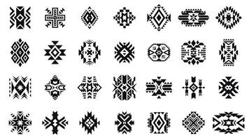 aztèque tribal ornement. géométrique ethnique motif éléments de originaire de américain culture, ancien Pérou tribal traditionnel décoratif art emblèmes. vecteur ensemble