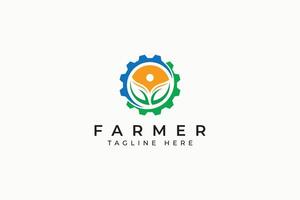 agriculteur usine mécanique agricole biologique Naturel industrie produit logo vecteur