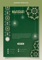 portrait bannière avec vert islamique ornemental Contexte et mandala conception pour Ramadan Karim. vert bannière avec islamique mandala dans main tiré conception. vert islamique Contexte conception vecteur