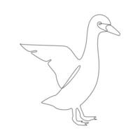 vecteur canard un continu ligne dessin isolé sur blanc Contexte minimal