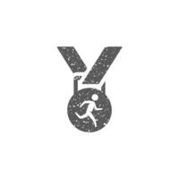 athlétique médaille icône dans grunge texture vecteur illustration