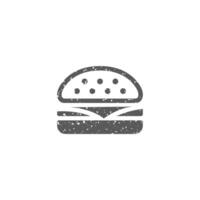 Burger icône dans grunge texture vecteur illustration