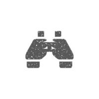 binoculaire icône dans grunge texture vecteur illustration