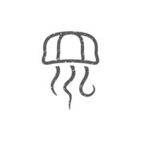 méduse icône dans grunge texture vecteur illustration