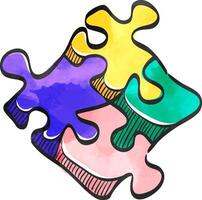 puzzle icône dans Couleur dessin. jouet en jouant scie sauteuse rencontre les pièces vecteur