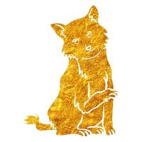 main tiré chat icône dans or déjouer texture vecteur illustration