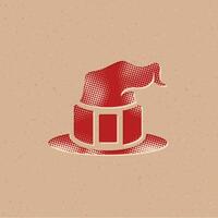 sorcière chapeau demi-teinte style icône avec grunge Contexte vecteur illustration