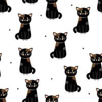 sans couture modèle avec mignonne dessin animé noir chats pour en tissu imprimer, textile, cadeau emballage papier. enfants coloré vecteur, plat style vecteur