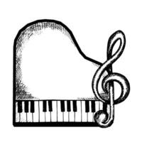 grandiose piano, Haut voir, avec tripler clef. graphique vecteur noir et blanc illustration. surligner il. pour affiches, prospectus et invitation cartes. pour bannières et cartes postales. pour logos, insignes, autocollants.