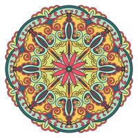 main tiré floral mandala coloré vecteur illustration