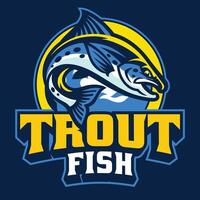 bleu truite pêche logo conception mascotte vecteur