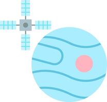 Uranus avec Satellite plat lumière icône vecteur