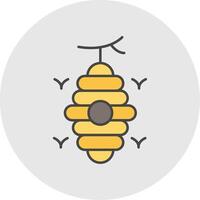 ruche ligne rempli lumière cercle icône vecteur