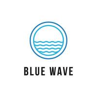 bleu vague l'eau océan mer logo conception étiquette cercle vecteur