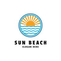 le coucher du soleil plage logo conception concept idée avec cercle vecteur